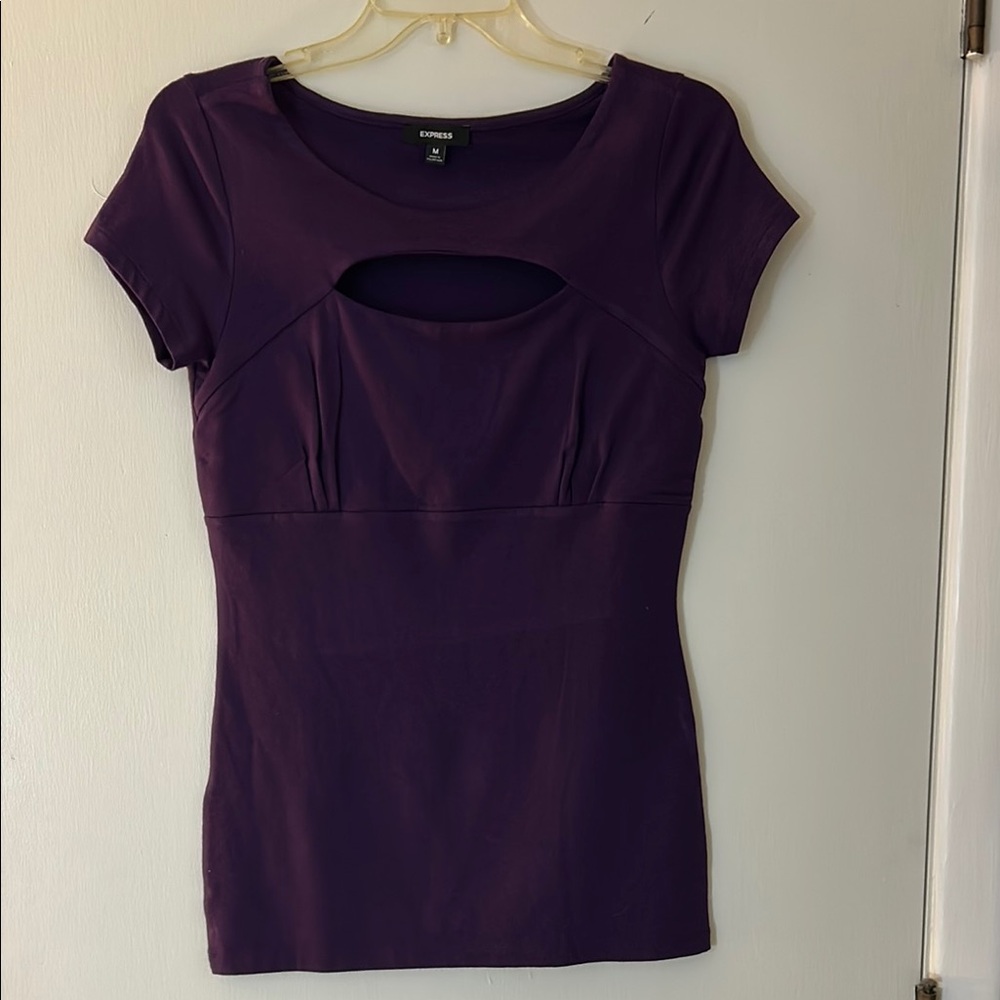 Express Purple Fitted Cut Out Blouse